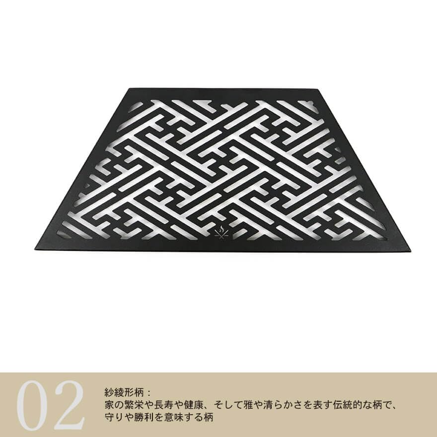 Amazon.co.jp: 【2枚セット】和柄アイアンテーブル（SG）紗綾形柄